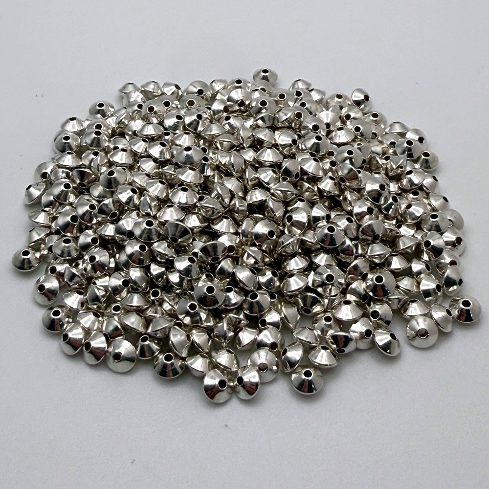 Sterling Silver 4.5mm Smooth Saucer Beads Bulk 45.05g Approx 440pcs 1.4mm Hole